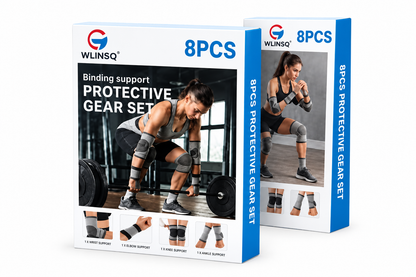 Set de Protectores de Compresión x8 | Rodillas, Codos, Muñecas y Tobillos